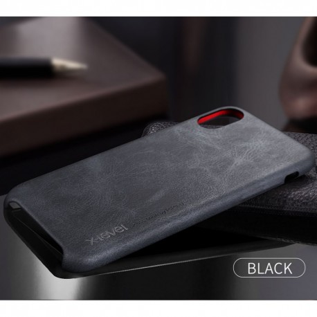 Apple iPhone X X-LEVEL Vintage Læder Coated Cover Sort
