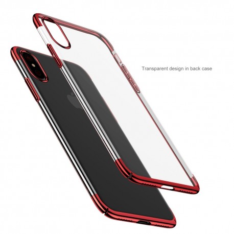 Apple iPhone X BASEUS Glitter Plating Plastik Cover Rød