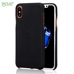 Apple iPhone X LENUO Plastik Læder Look Cover Sort