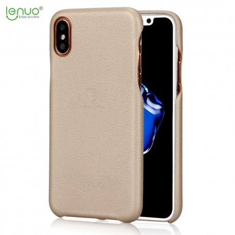 Apple iPhone X LENUO Plastik Læder Look Cover Guld