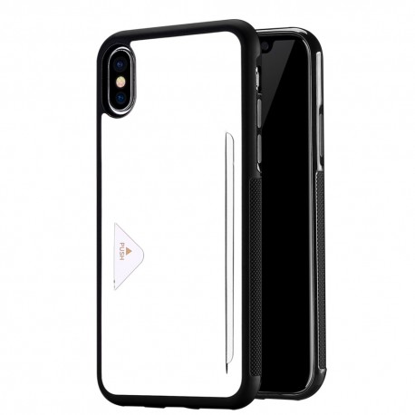 Apple iPhone X DUX DUCIS Pocard Læder TPU Bagside med kortspalte Cover Hvid
