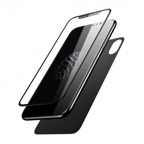 iPhone X BASEUS Beskyttelsesglas Sæt - Sort