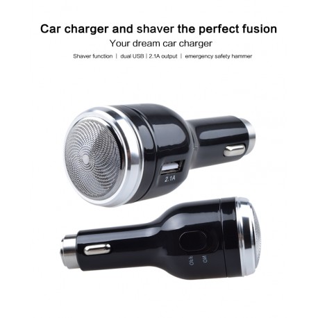 3 i 1 Multifunktional Shaver Sikkerhed Hammer USB Biloplader