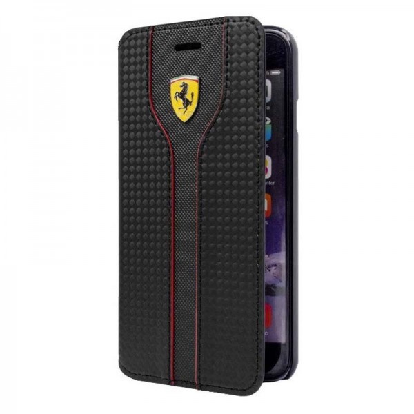 Ferrari Racing Carbon Læder Etui til Samsung Galaxy S6 - Sort