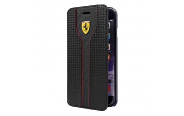 Ferrari Racing Carbon Læder Etui til Samsung Galaxy S6 - Sort