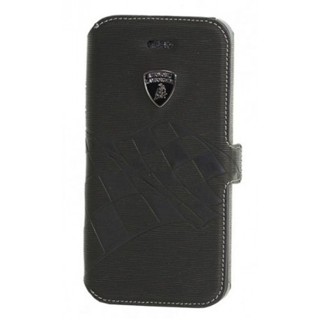 Lamborghini Gallardo-D5 Genuine Læder Etui m Kortholder til Samsung Galaxy S5 - Sort