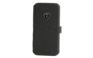 Lamborghini Gallardo-D5 Genuine Læder Etui m Kortholder til Samsung Galaxy S5 - Sort