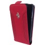 Ferrari Racing Carbon Læder Flip Wallet til iPhone SE / 5S / 5 - Rød