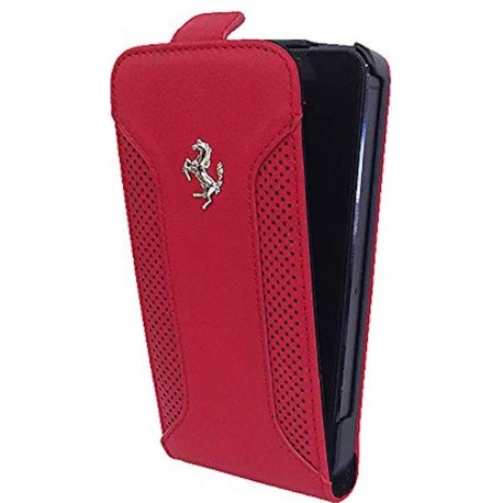 Ferrari Racing Carbon Læder Flip Wallet til iPhone SE / 5S / 5 - Rød