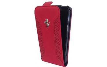Ferrari Racing Carbon Læder Flip Wallet til iPhone SE / 5S / 5 - Rød