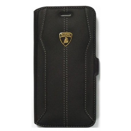 Lamborghini Huracan-D1 Genuine Læder Etui m Kortholder til iPhone 6 / 6S - Sort