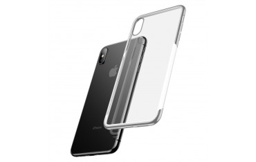 iPhone XS / X BASEUS Shining Series Plated Klar TPU Cover - Sølv