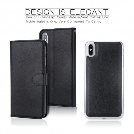 iPhone XS MAX Magnetisk Læder Cover Etui - Sort