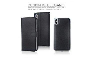 iPhone XS MAX Magnetisk Læder Cover Etui - Sort