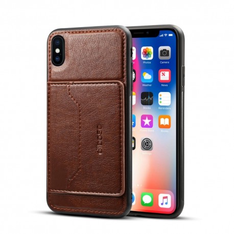 iPhone XS MAX Crazy Horse Leather Cover - Brun