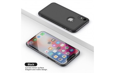 iPhone XR PU Læder Cover med Glas Surface - Sort