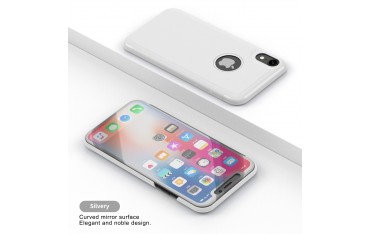 iPhone XR PU Læder Cover med Glas Surface - Hvid