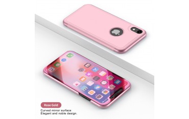 iPhone XR PU Læder Cover med Glas Surface - Guld