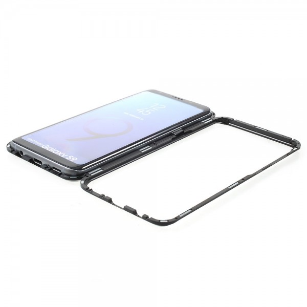 Samsung Galaxy S9 Glas Cover med Magnetisk Ramme - Sort