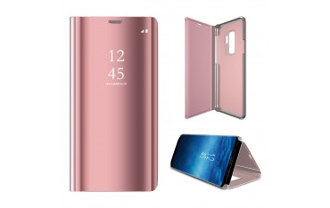 Samsung Galaxy S9+ Læder Cover med Glas Surface - Lyserød