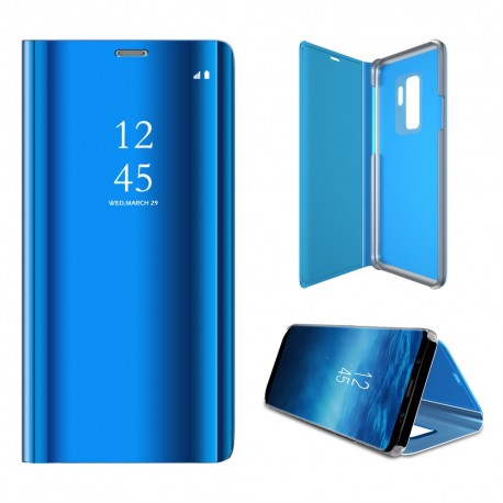 Samsung Galaxy S9+ Læder Cover med Glas Surface - Blå