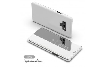 Samsung Galaxy Note 9 PU Læder Wallet Cover Clear View Sølv