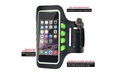 SINOX Smart Løbearmbånd med LED Lys til iPhone 11 Pro Max/12 Pro Max/13 Pro Max/14 Pro Max - XL - Sort
