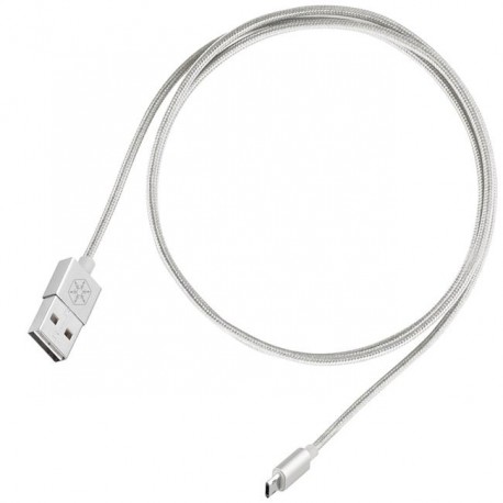 SILVERCREST Micro USB Datakabel 1 M - NYLON BRAIDED - Sølv