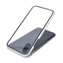 iPhone X / XS Double-Sided Magnetisk Aluramme Cover med Beskyttelsesglas Sølv