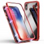 iPhone XS Max Double-Sided Magnetisk Aluramme Cover med Beskyttelsesglas Rød