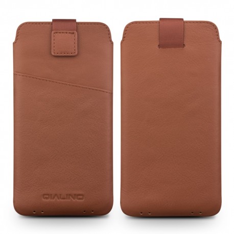 QIALINO Universal Smartphone Ægte Læder Sleeve - XXL - Brun