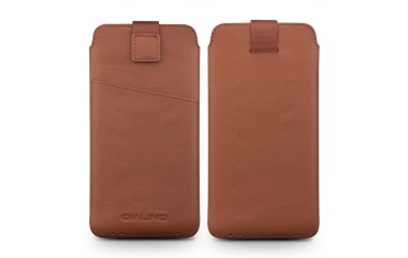 QIALINO Universal Smartphone Ægte Læder Sleeve - XXL - Brun