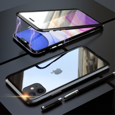 iPhone 11 LUPHIE Magnetisk Cover med Beskyttelsesglas til Bagsiden - Sort