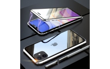 iPhone 11 LUPHIE Magnetisk Cover med Beskyttelsesglas til Bagsiden - Sølv