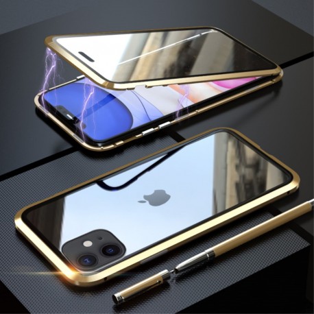 iPhone 11 LUPHIE Magnetisk Cover med Beskyttelsesglas til Bagsiden - Guld