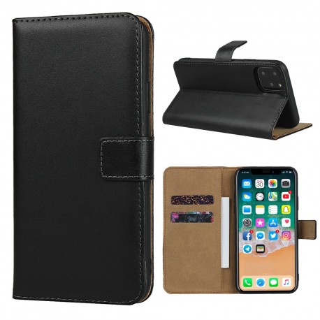 iPhone 11 PRO MAX Genuine Læder Etui - Sort