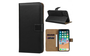 iPhone 11 PRO MAX Genuine Læder Etui - Sort