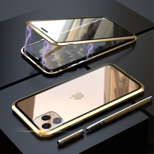iPhone 11 PRO MAX LUPHIE Magnetisk Cover med Beskyttelsesglas til Bagsiden - Guld