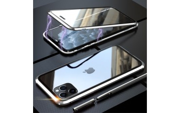 iPhone 11 PRO MAX LUPHIE Magnetisk Cover med Beskyttelsesglas til Bagsiden - Sølv