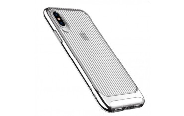 USAMS iPhone X / XS Cover med Bølge Teksture og Sølv kant