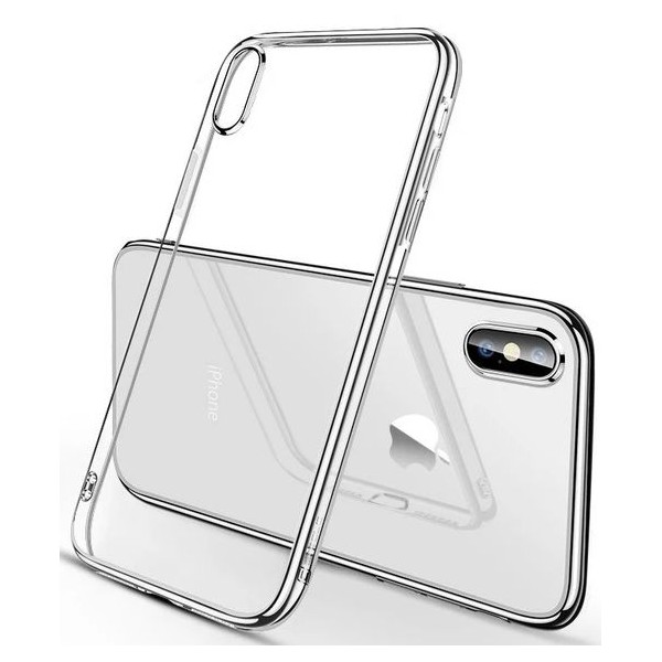 iPhone X/XS Silikone Cover - Gennemsigtig med Sølv kant