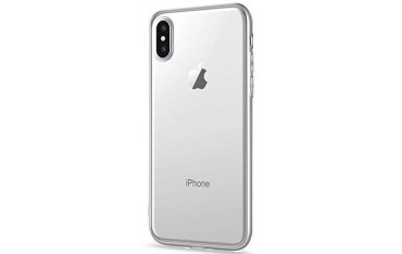 iPhone X / XS Silikone Cover - Gennemsigtig med Grafitgrå kant