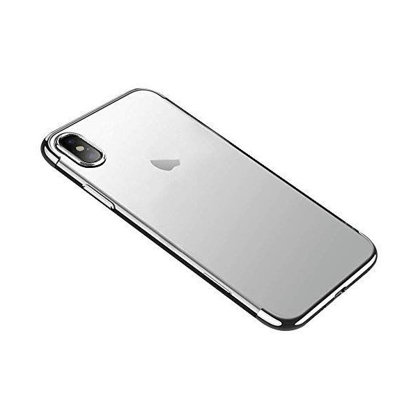 iPhone X/XS Silikone Cover - Gennemsigtig med Sølv kant