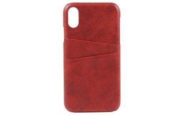 SUTENI iPhone X / XS Læder Cover med Kort Lomme - Rød