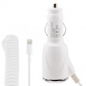 Biloplader 1,0A med Lightning 8 PIN stik / Hvid