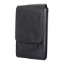 DOBBELT Læder Etui med Bæltholder for Stor Mobiltelefoner -  Sort