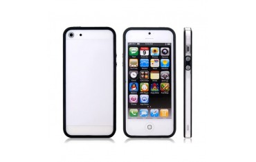 iPhone SE 5S 5 Plastik Kombination Bumper med Knapper Sort