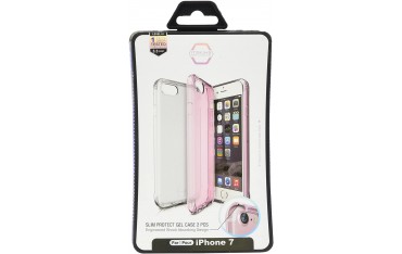 TSKINS Antishock Gel Cover til iPhone 6 / 6s / 7 / 8 / SE(2.Gen)  2-pak - Gennemsigtig og Pink