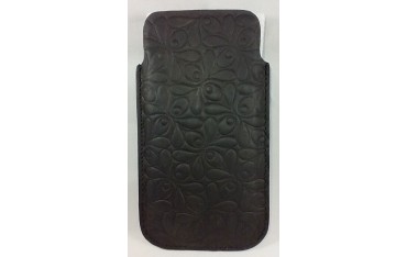 PREMIUM Læder Sleeve med Mønster til iPhone 5 / 5S / SE- Sort