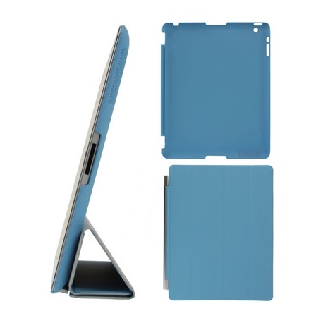 4-fold Slim Smart Etui Companion Cover til iPad 4 / new iPad (iPad 3) / iPad 2 (Blå)